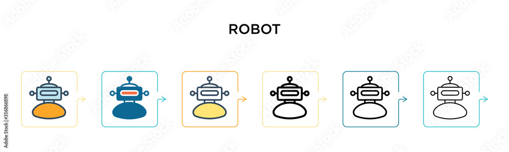 Aufkleber robot vector icon in 6 different modern styles. black, two colored robot icons designed in filled, o