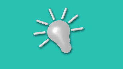 3d white bulb icon on cyan background,3d idea bulb