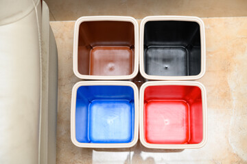 top view of garbage classification bins