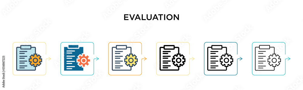 Poster evaluation vector icon in 6 different modern styles. black, two colored evaluation icons designed in