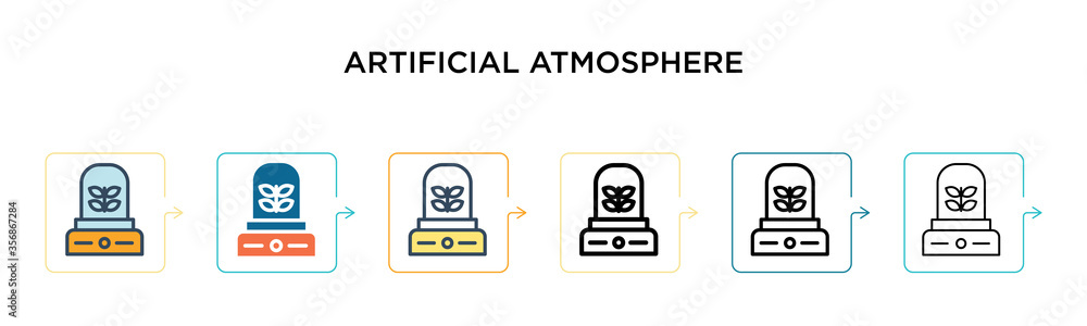 Poster artificial atmosphere vector icon in 6 different modern styles. black, two colored artificial atmosp