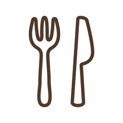 Linear vector icon fork and knife