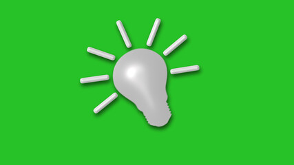 White color 3d bulb icon on green background,New bulb icon