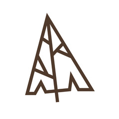 Linear vector icon of forest tree with slope