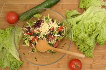 vegetables on a wooden table