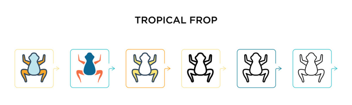 Tropical frop vector icon in 6 different modern styles. Black, two colored tropical frop icons designed in filled, outline, line and stroke style. Vector illustration can be used for web, mobile, ui