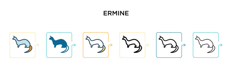 Ermine vector icon in 6 different modern styles. Black, two colored ermine icons designed in filled, outline, line and stroke style. Vector illustration can be used for web, mobile, ui