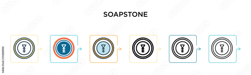 Poster soapstone vector icon in 6 different modern styles. black, two colored soapstone icons designed in f