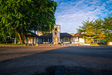 Panorama view of the Old courthouse with soft morning light in Kuching, Sarawak