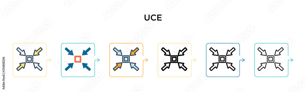 Aufkleber reduce vector icon in 6 different modern styles. black, two colored reduce icons designed in filled,