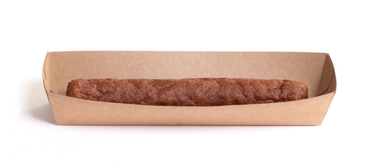 One frikadel, a Dutch fast food snack