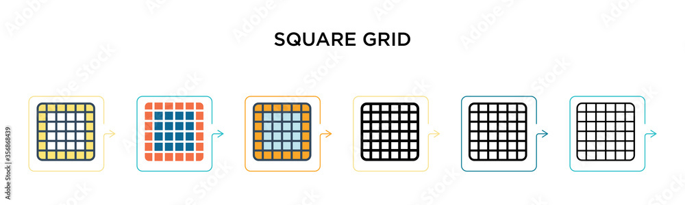 Aufkleber square grid vector icon in 6 different modern styles. black, two colored square grid icons designed 