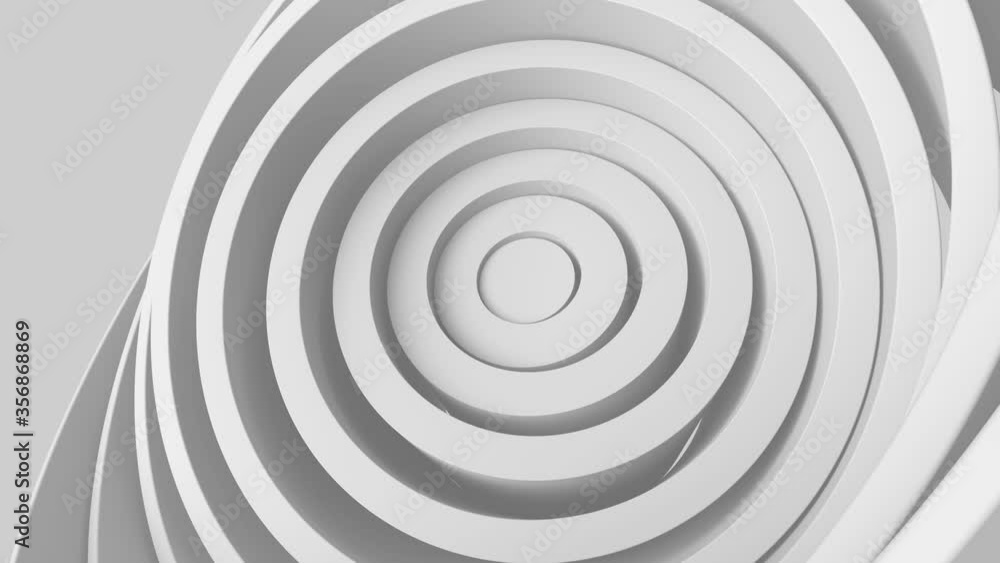 Poster 3d render of concentric circles shapes chaotically twisted. abstract bright background with tubes ge