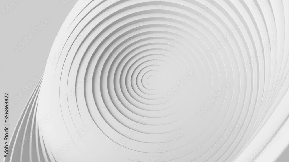 Poster 3d render of concentric circles shapes chaotically twisted. abstract bright background with tubes ge