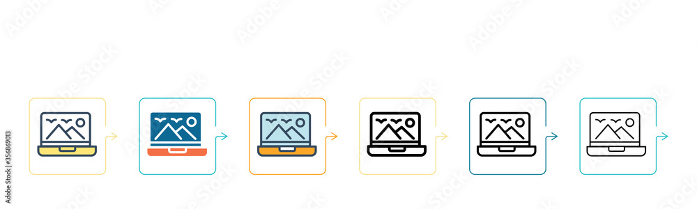 Poster vector images vector icon in 6 different modern styles. black, two colored vector images icons desig