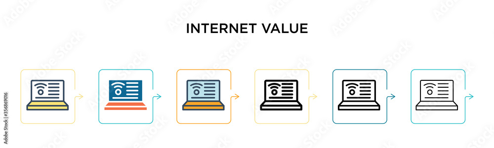 Poster internet value vector icon in 6 different modern styles. black, two colored internet value icons des