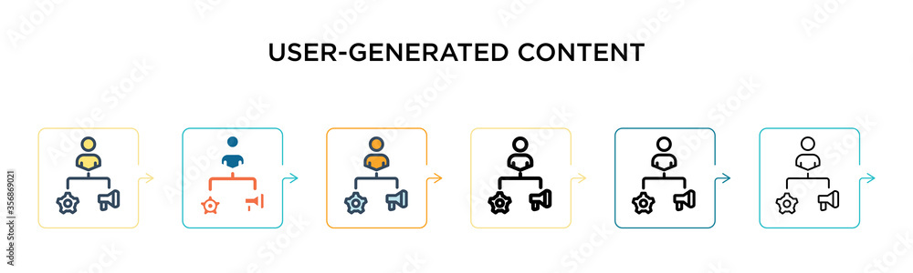Poster user-generated content vector icon in 6 different modern styles. black, two colored user-generated c