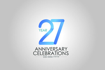 27 year Smart Modern look anniversary celebration simple and elegant clean look for - vector