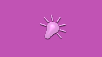Amazing pink color 3d idea bulb icon,3d bulb icon