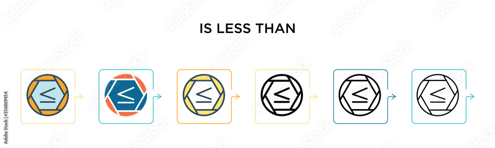 Aufkleber is less than vector icon in 6 different modern styles. black, two colored is less than icons designe