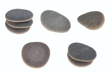 Spa stones set gray  Isolated on white background. Spa concept.collage