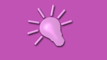 Amazing pink color 3d idea bulb icon,3d bulb icon