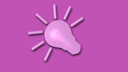 Amazing pink color 3d idea bulb icon,3d bulb icon