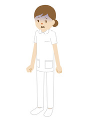 Illustration of a standing female nurse (Look pale)