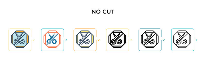 No cut vector icon in 6 different modern styles. Black, two colored no cut icons designed in filled, outline, line and stroke style. Vector illustration can be used for web, mobile, ui