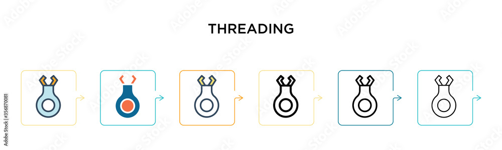 Aufkleber threading vector icon in 6 different modern styles. black, two colored threading icons designed in f