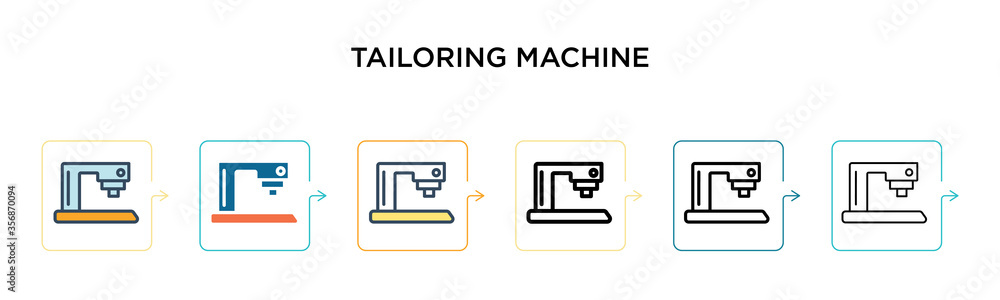 Aufkleber tailoring machine vector icon in 6 different modern styles. black, two colored tailoring machine ico