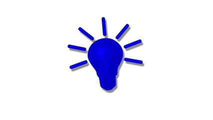 Blue color 3d idea bulb icon on white background,New bulb icon