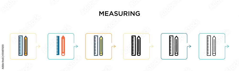 Aufkleber measuring vector icon in 6 different modern styles. black, two colored measuring icons designed in f