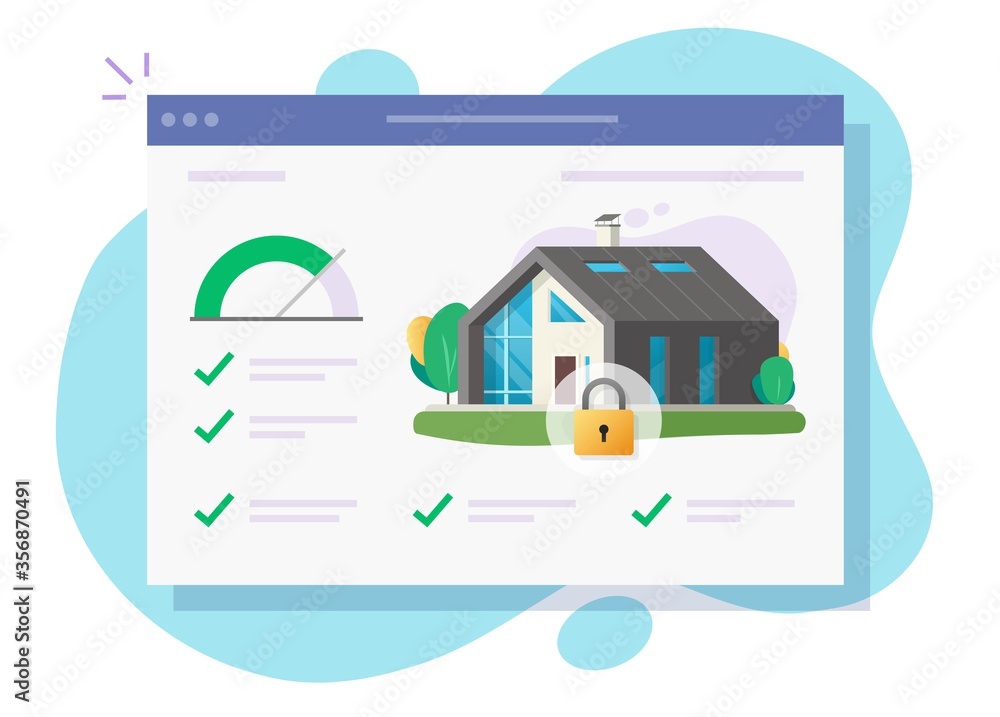 Poster house and home security lock monitoring check software online system or digital apartment connected 