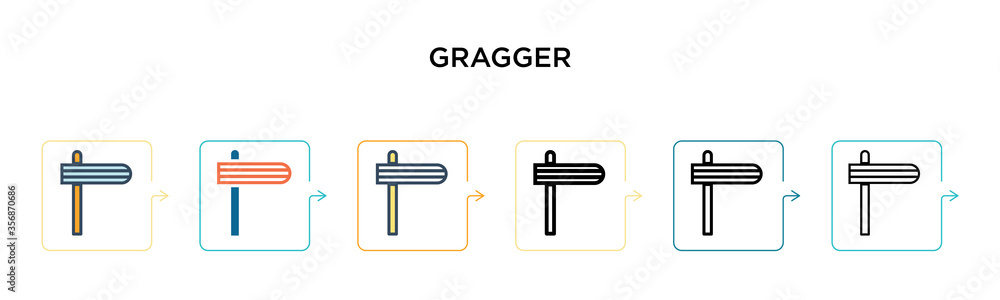 Poster gragger vector icon in 6 different modern styles. black, two colored gragger icons designed in fille