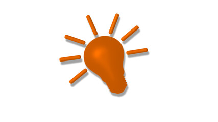 New orange color 3d bulb icon on white background,idea bulb icon
