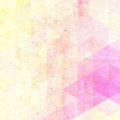 Polygonal colorful textured old paper background with yellow and pink colors and stains