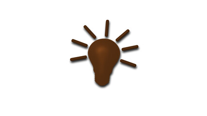 New 3d bulb icon on white background,Brown dark 3d bulb icon