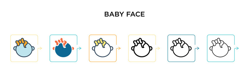 Obraz premium Baby face vector icon in 6 different modern styles. Black, two colored baby face icons designed in filled, outline, line and stroke style. Vector illustration can be used for web, mobile, ui