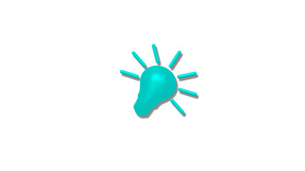 Amazing cyan color 3d bulb icon on white background,3d idea bulb icon