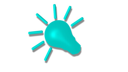 Amazing cyan color 3d bulb icon on white background,3d idea bulb icon
