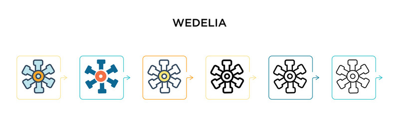 Wedelia vector icon in 6 different modern styles. Black, two colored wedelia icons designed in filled, outline, line and stroke style. Vector illustration can be used for web, mobile, ui