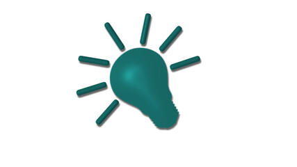New cyan dark 3d bulb icon on white background,Idea bulb icon