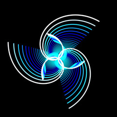 blue abstract shape on black background, isolated