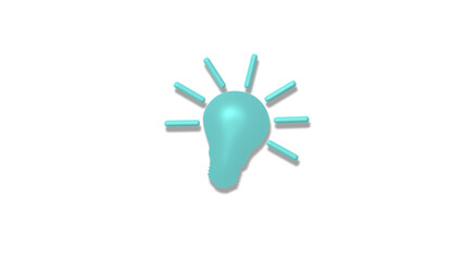 New cyan light 3d bulb icon on white background,bulb icons