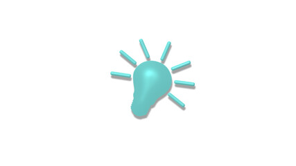 New cyan light 3d bulb icon on white background,bulb icons