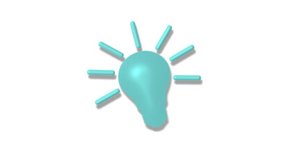 New cyan light 3d bulb icon on white background,bulb icons
