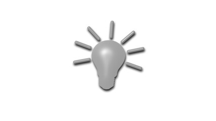 New gray color 3d bulb icon on white background,3d idea icon