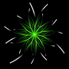 green abstract shape on black background, isolated