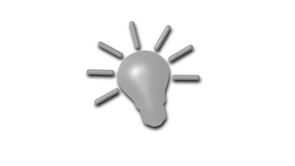 New gray color 3d bulb icon on white background,3d idea icon